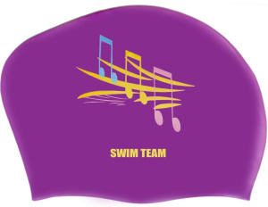 Шапочка для плавания SPRINTER SWIM TEAM KW-N (для длинных волос) ноты, фиолетовый