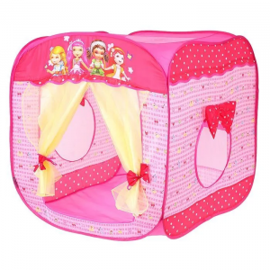 Палатка игровая "Домик с занавесками",  цвет розовый (113783)