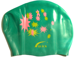 Шапочка для плавания SPRINTER KW (для длинных волос), цв. зелёный, силикон