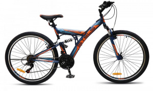 Велосипед STELS 26" Focus (18 ск., двухподвес. сталь) темно-синий/оранжевый