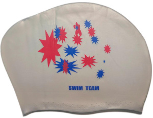 Шапочка для плавания SPRINTER SWIM TEAM KW-S (для длинных волос) звёзды, серебро