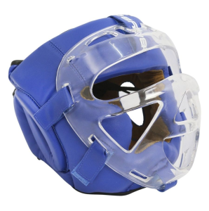 Шлем боксерский с пластиковым забралом BOYBO Flexy BP2006 синий р.XL