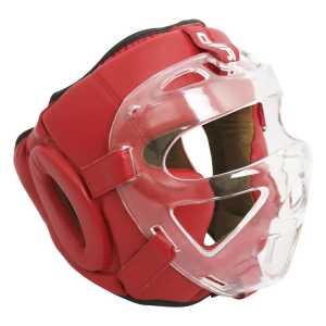 Шлем боксерский с пластиковым забралом BOYBO Flexy BP2006 красный р.S
