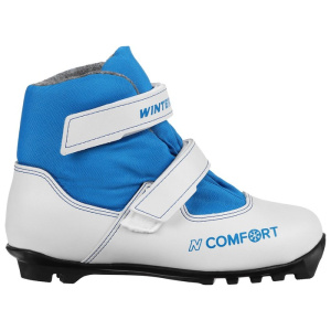 Ботинки лыжные NNN WINTER STAR COMFORT KIDS иск. кожа, цв. белый/синий, лого синий, р.36