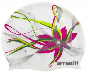 Шапочка для плавания ATEMI PSC414 силикон, белая (цветок)