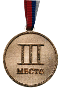 Медаль  3 место. Диаметр 4,5 см, длина ленты 38 см