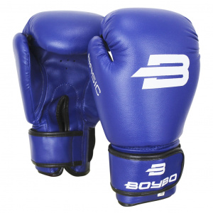 Перчатки боксерские BOYBO Basic кож. зам, синий, р-р, 6 OZ