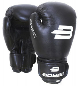 Перчатки боксерские BOYBO Basic кож. зам, черный, р-р, 4 OZ
