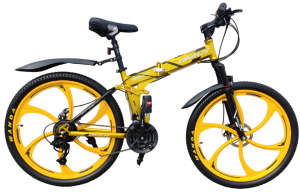 Велосипед DKALN 26" 668  (24ск., литые диски, складная рама, двухподвес) желтый