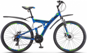 Велосипед STELS 27,5" Focus MD (21 ск., двухподвес. сталь) синий/зеленый