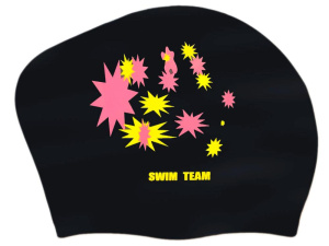 Шапочка для плавания SPRINTER SWIM TEAM KW-S (для длинных волос) звёзды, черный
