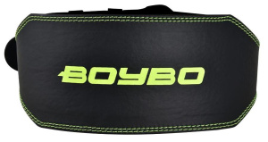 Пояс т/а BoyBo Premium BW650 черный/зеленый кожа 3XL