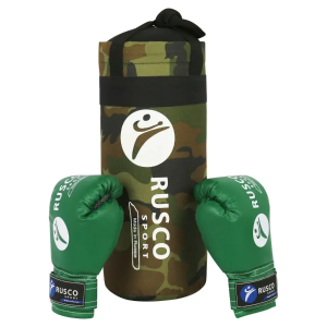 Набор боксерский детский RUSCOsport (перчатки 4 ун., к/з + мешок) хаки