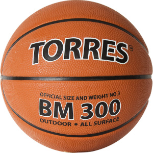 Мяч б/б TORRES BM300 р.5 резина,темнооранж.