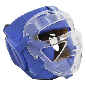 Шлем боксерский с пластиковым забралом BOYBO Flexy BP2006 синий р.L