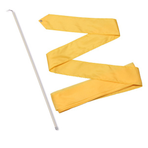Лента гимнастическая с палочкой 50см, длина ленты 4м, цв. желтый (СЕ4-Y)