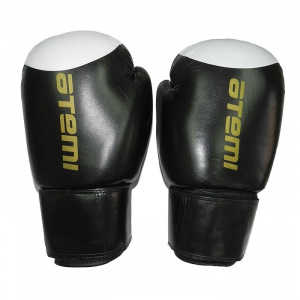 Перчатки боксерские ATEMI LTB19009 Кожа черный/бел.мишень Р-р 8 OZ