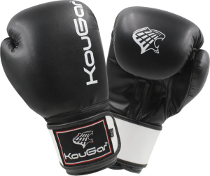 Перчатки боксерские KOUGAR KO400 кож. зам, черные, р-р, 6OZ