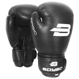 Перчатки боксерские BOYBO Basic кож. зам, черный, р-р, 12 OZ