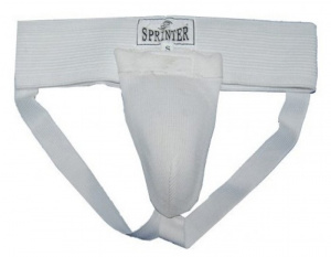 Защита паха SPRINTER тренировочная (хлопок с эластиком, пластиковая вставка) белый, р.XL (03543)
