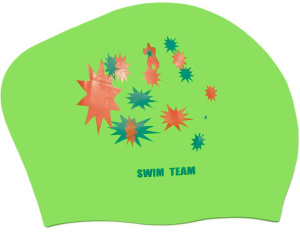 Шапочка для плавания SPRINTER SWIM TEAM KW-S (для длинных волос) звёзды, салатовый