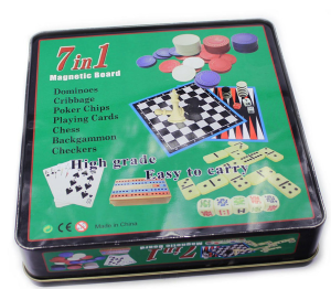 Игра настольная 7 в 1 Magnetic Board (магнитное поле, домино, карты, нарды, шашки, шахматы, 60 покерных фишек, крибидж)