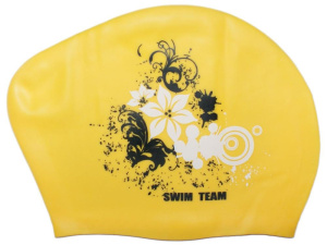 Шапочка для плавания SPRINTER SWIM TEAM KW-F (для длинных волос) цветы, желтый