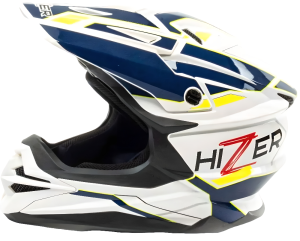 Шлем мото кроссовый HIZER J6803 (M) white/blue (14687)