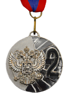 Медаль 5200- 2, d - 50мм (цвет "серебро"). Герб России