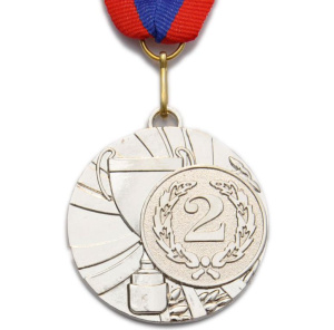 Медаль 5200-5, d - 50мм (цвет "серебро"). Номер в лавровом венке на фоне кубка