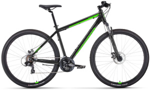 Велосипед FORWARD 29" APACHE 2.0 Classic (21 ск., рост 19", хард.) черный/ ярко- зеленый