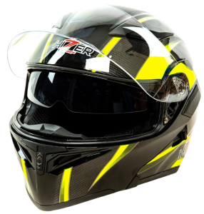 Шлем мото модуляр HIZER J5902 (L) черный/желтый (2 визора) (14744)