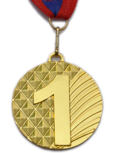 Медаль 5200-10, d - 50мм (цвет "золото"). Большой объемный номер на фоне ромбов