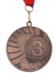 Медаль 5200-6, d - 50мм (цвет "бронза"). Номер в лавровом венке на фоне кубка