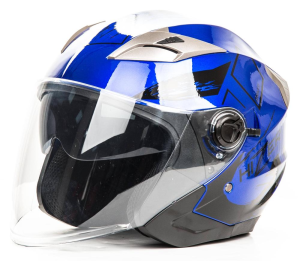 Шлем мото открытый HIZER B208 (M) blue/black (2 визора) (13217)
