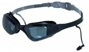 Очки для плавания ATEMI N8600, силикон, с берушами (чёрн/сер)