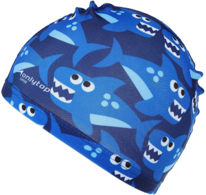 Шапочка для плавания ONLYTOP Swim "Акулы", тканевая, обхват 46-52см (2388943)