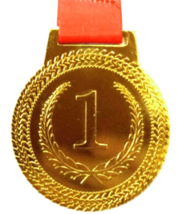 Медаль МТ851-1 наградная с лентой, d-5 см (золото)