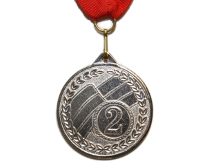 Медаль МТ853-2 наградная с лентой, d-5см (серебро)