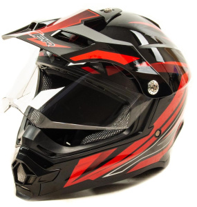 Шлем мото мотард HIZER B6196-1 (L) black/red (14620)