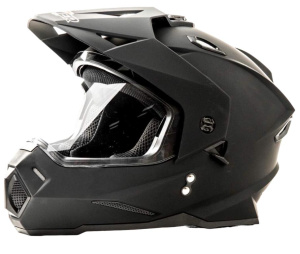 Шлем мото мотард HIZER J6802 (M) matt black (2 визора) (13546)