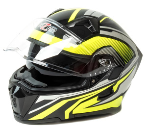 Шлем мото модуляр HIZER J5906 (L) black/neon yellow (2 визора) (14700)