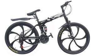 Велосипед DKALN 26" 668  (24ск., литые диски, складная рама, двухподвес) черный