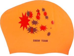 Шапочка для плавания SPRINTER SWIM TEAM KW-S (для длинных волос) звёзды, оранжевый
