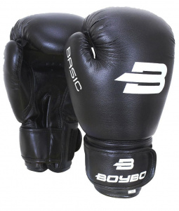 Перчатки боксерские BOYBO Basic кож. зам, черный, р-р, 6 OZ