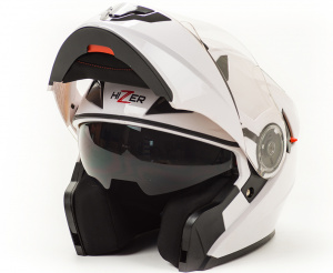 Шлем мото модуляр HIZER 627 (M) white (2 визора) (9320)