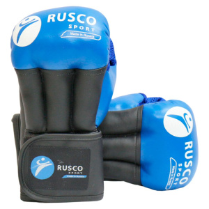Перчатки для рукопашного боя RUSCOsport PRO, к/з, синие. Oz 8