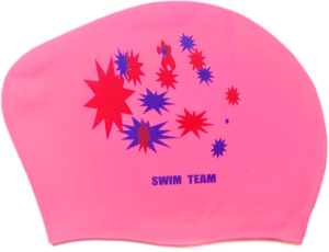 Шапочка для плавания SPRINTER SWIM TEAM KW-S (для длинных волос) звёзды, розовый