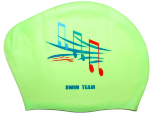 Шапочка для плавания SPRINTER SWIM TEAM KW-N (для длинных волос) ноты, салатовый