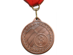 Медаль МТ853-3 наградная с лентой, d-5см (бронза)